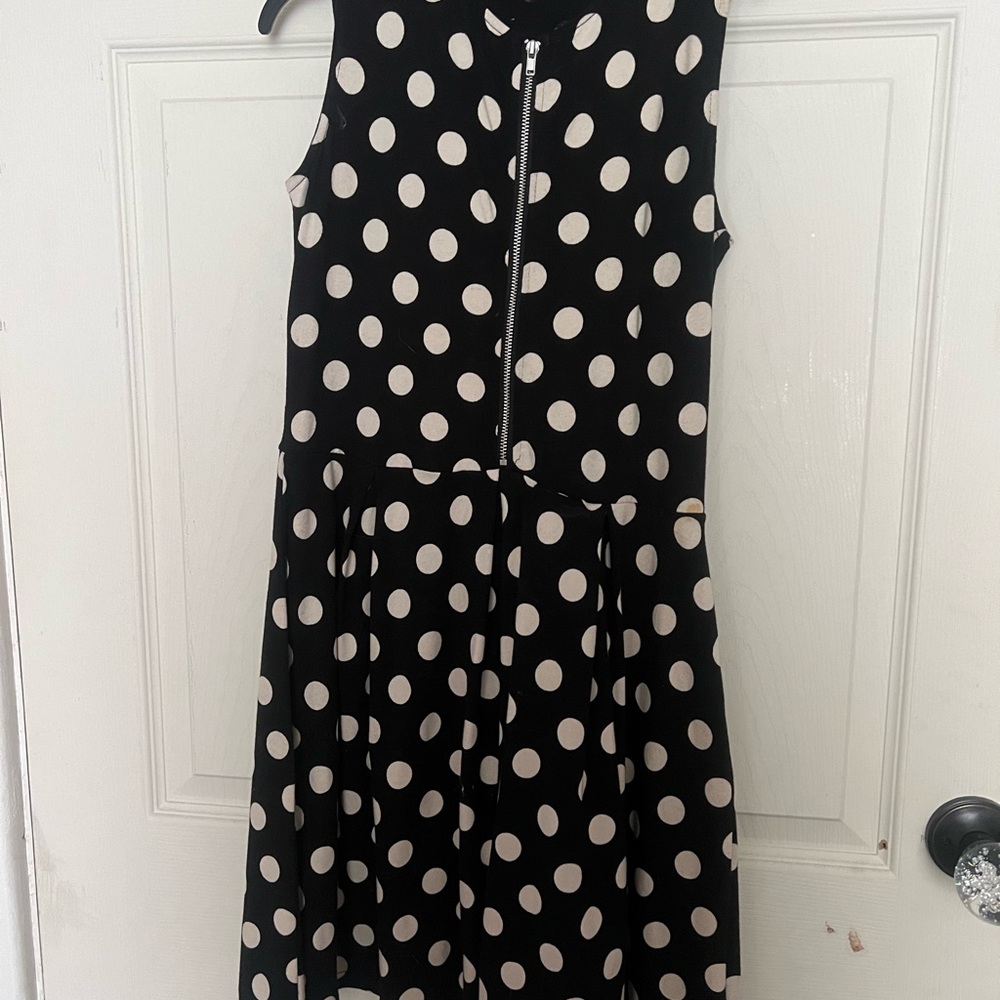 Divided Black and White Polka Dot Midi Dress